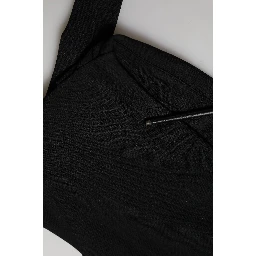 Black Viscose Halter Off Shoulder Cropped Top