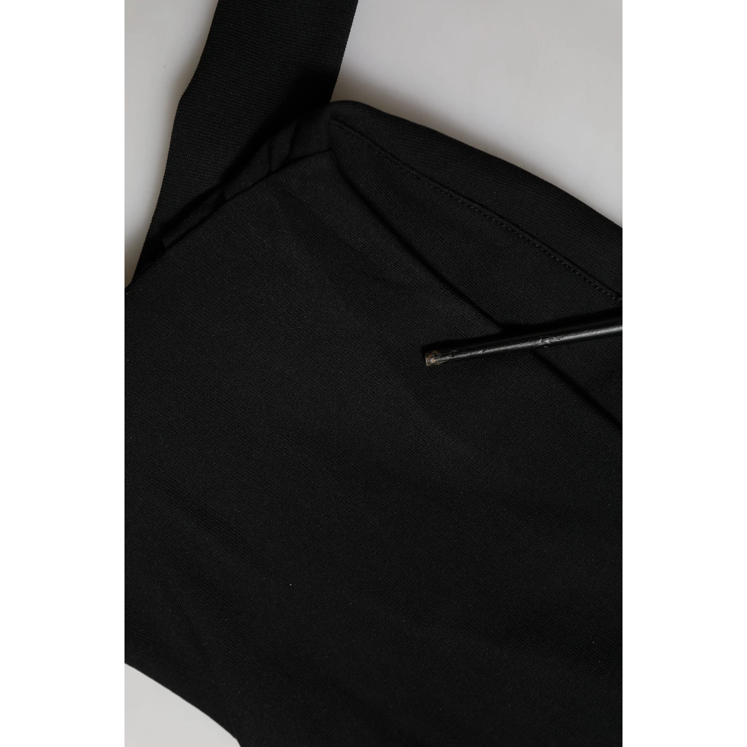 Black Viscose Halter Off Shoulder Cropped Top