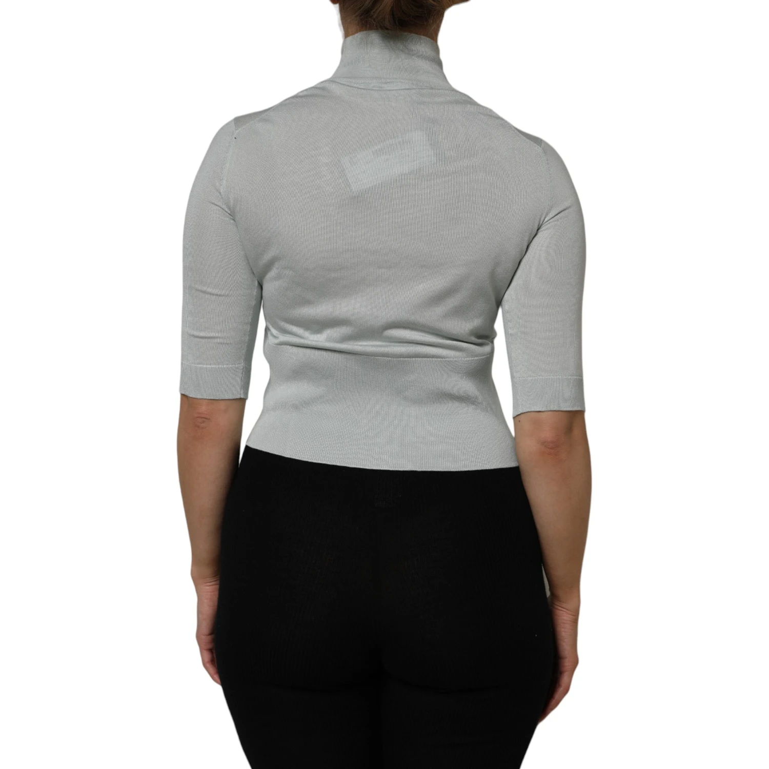 Gray Turtle Neck 3/4 Sleeves Pullover Top