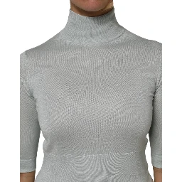 Gray Turtle Neck 3/4 Sleeves Pullover Top
