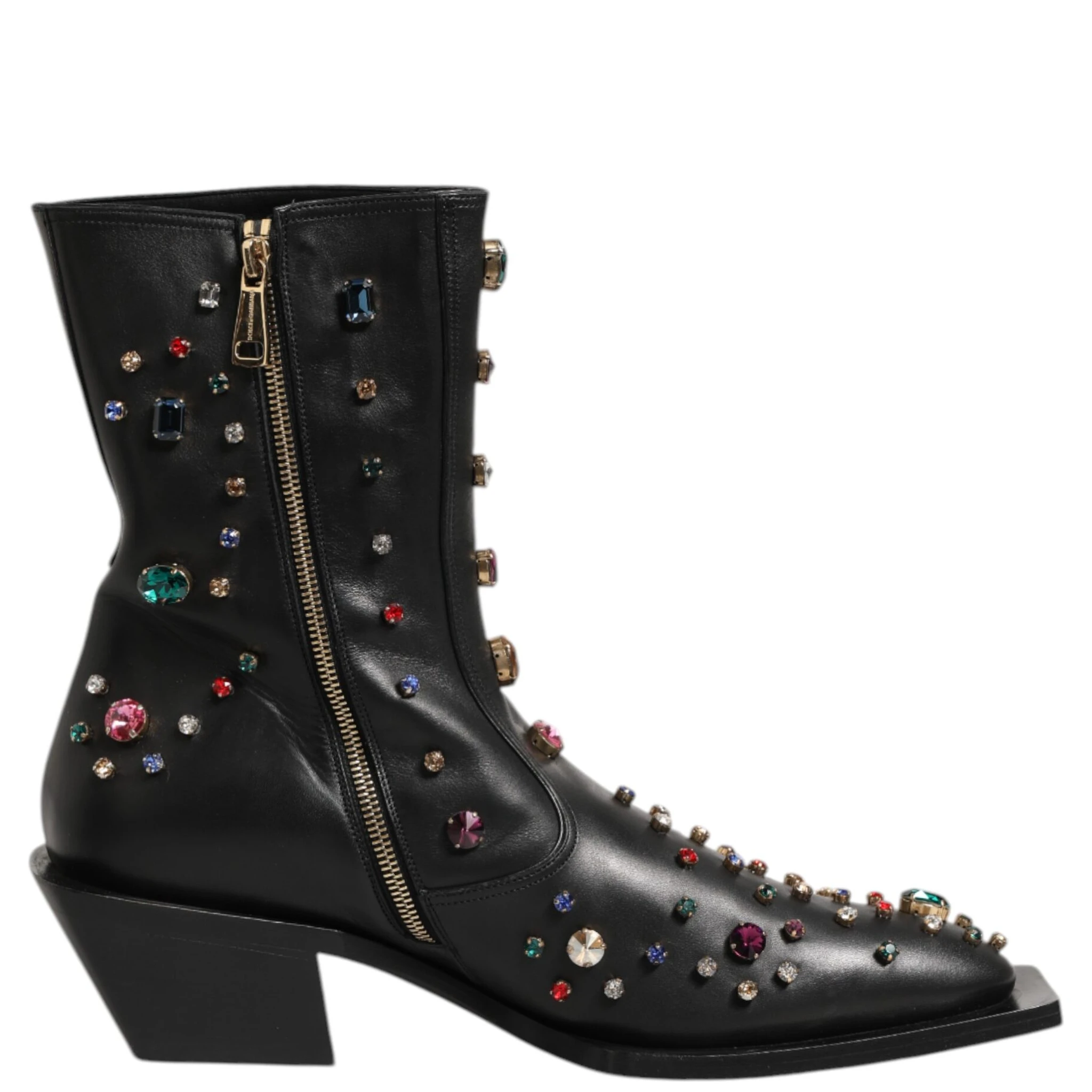 Black Crystal Embellished Men Short Boots Shoes