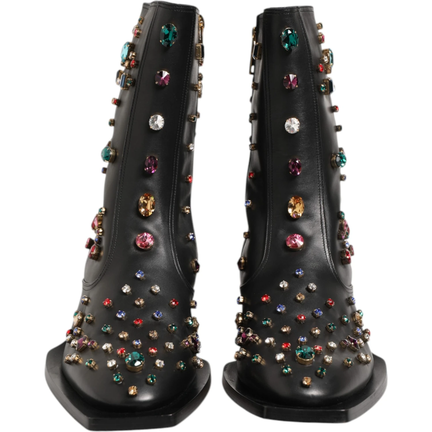 Black Crystal Embellished Men Short Boots Shoes