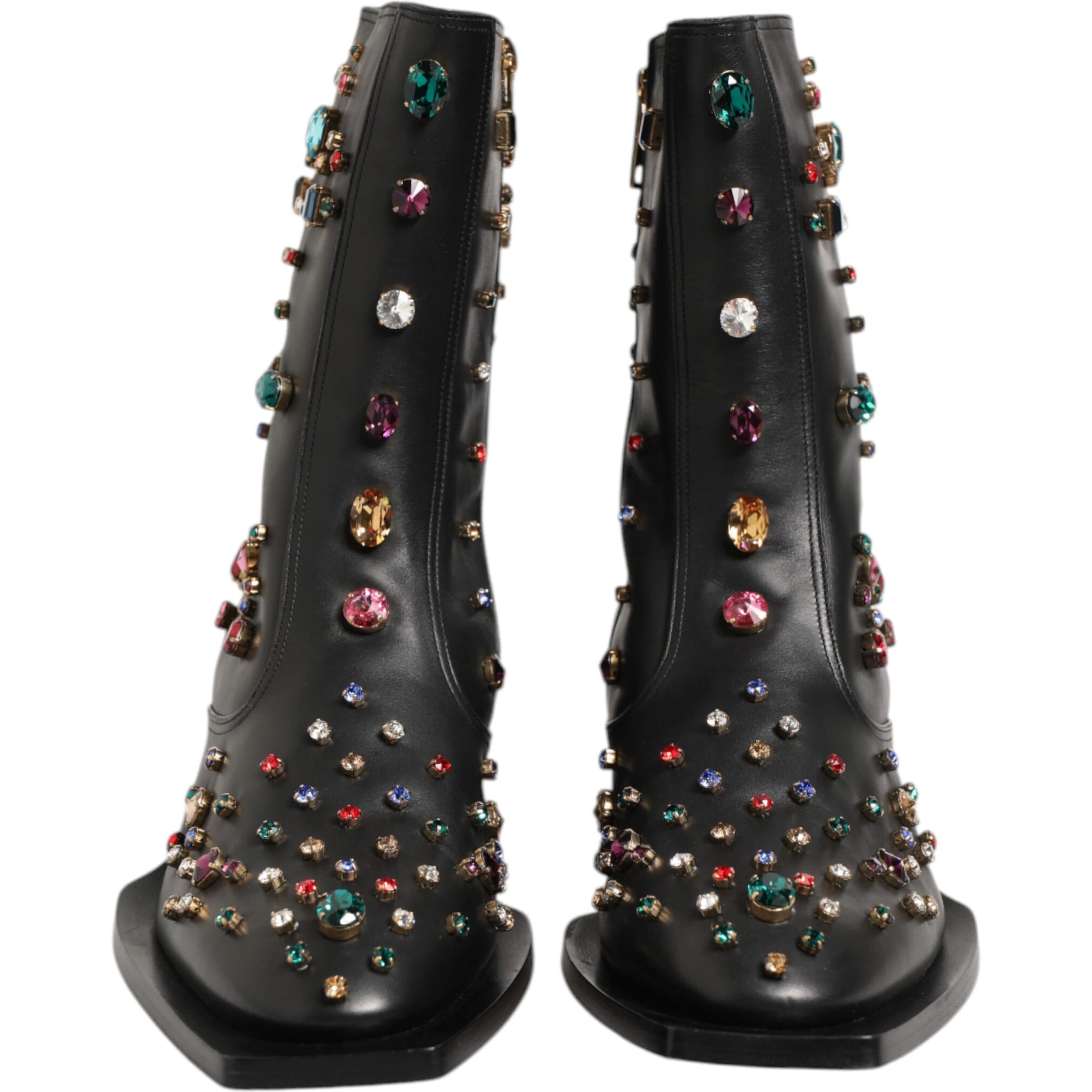 Black Crystal Embellished Men Short Boots Shoes