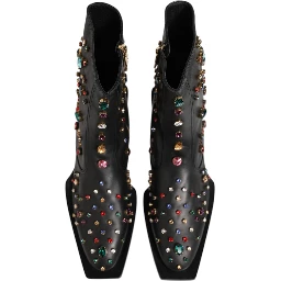 Black Crystal Embellished Men Short Boots Shoes