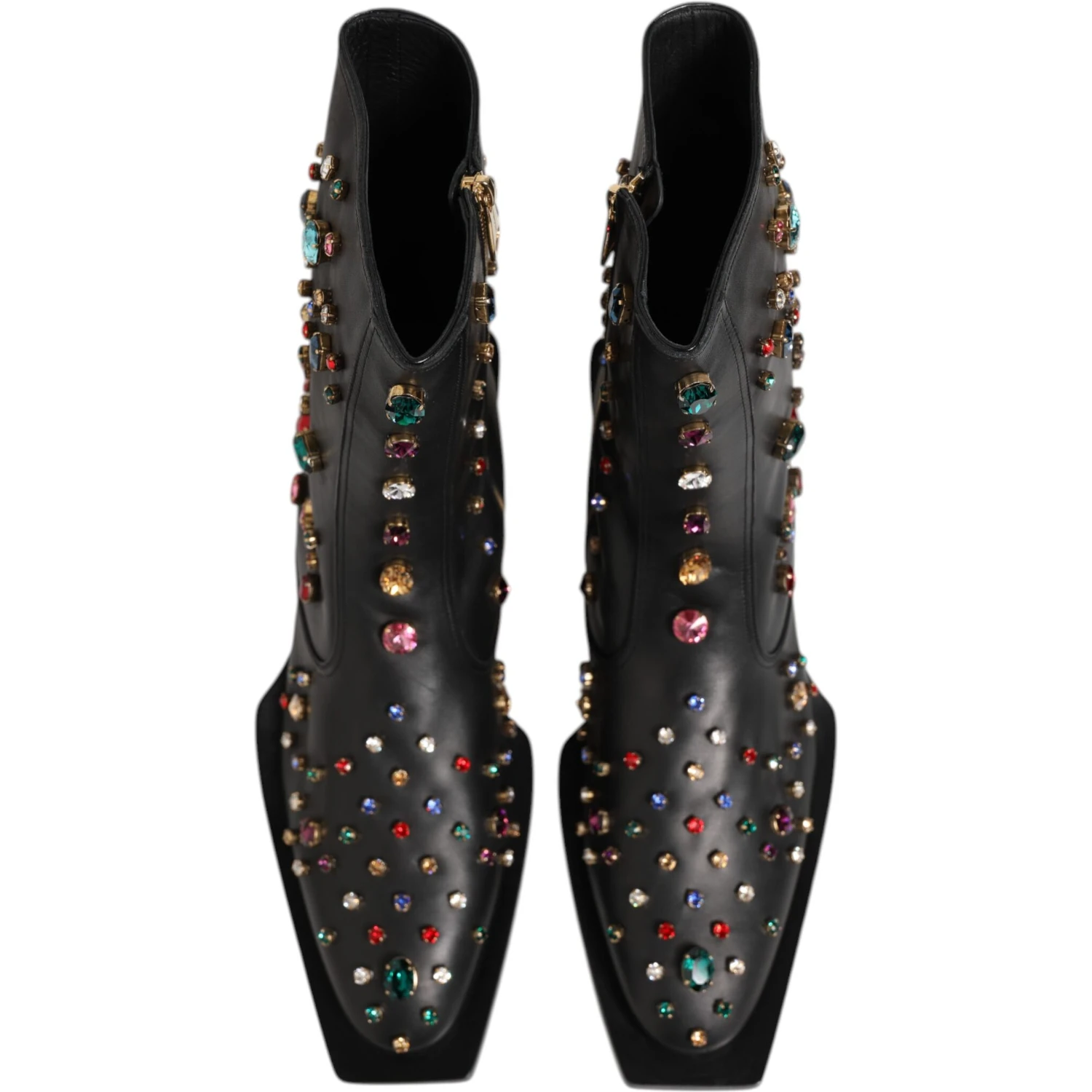 Black Crystal Embellished Men Short Boots Shoes