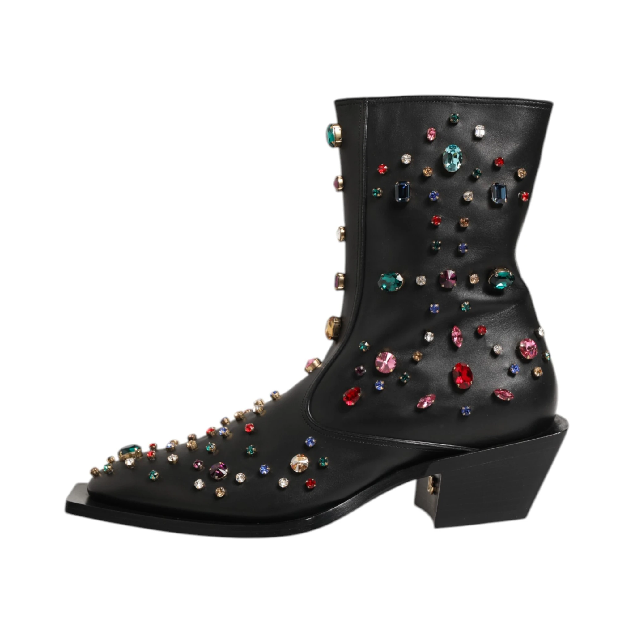 Black Crystal Embellished Men Short Boots Shoes