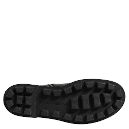 Black Logo Plaque Mid Calf Biker Boots Shoes