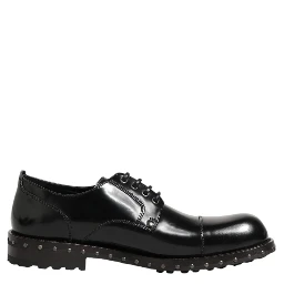 Black Leather Studded Men Formal Derby Shoes