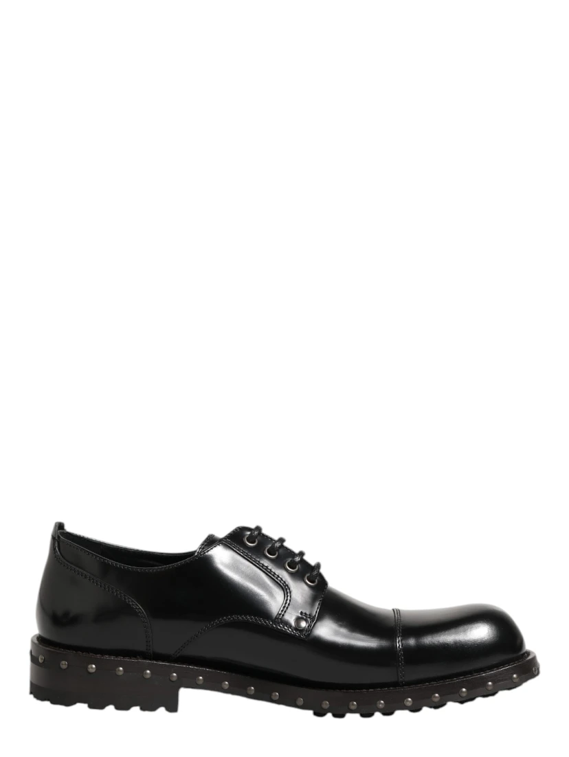 Black Leather Studded Men Formal Derby Shoes