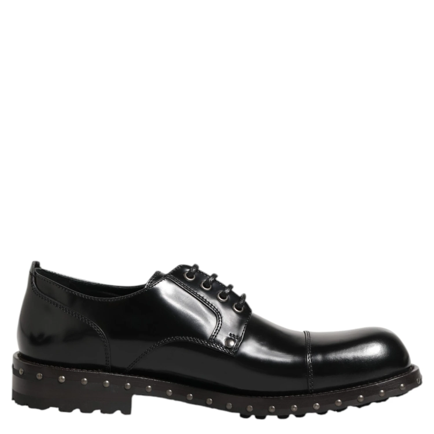 Black Leather Studded Men Formal Derby Shoes