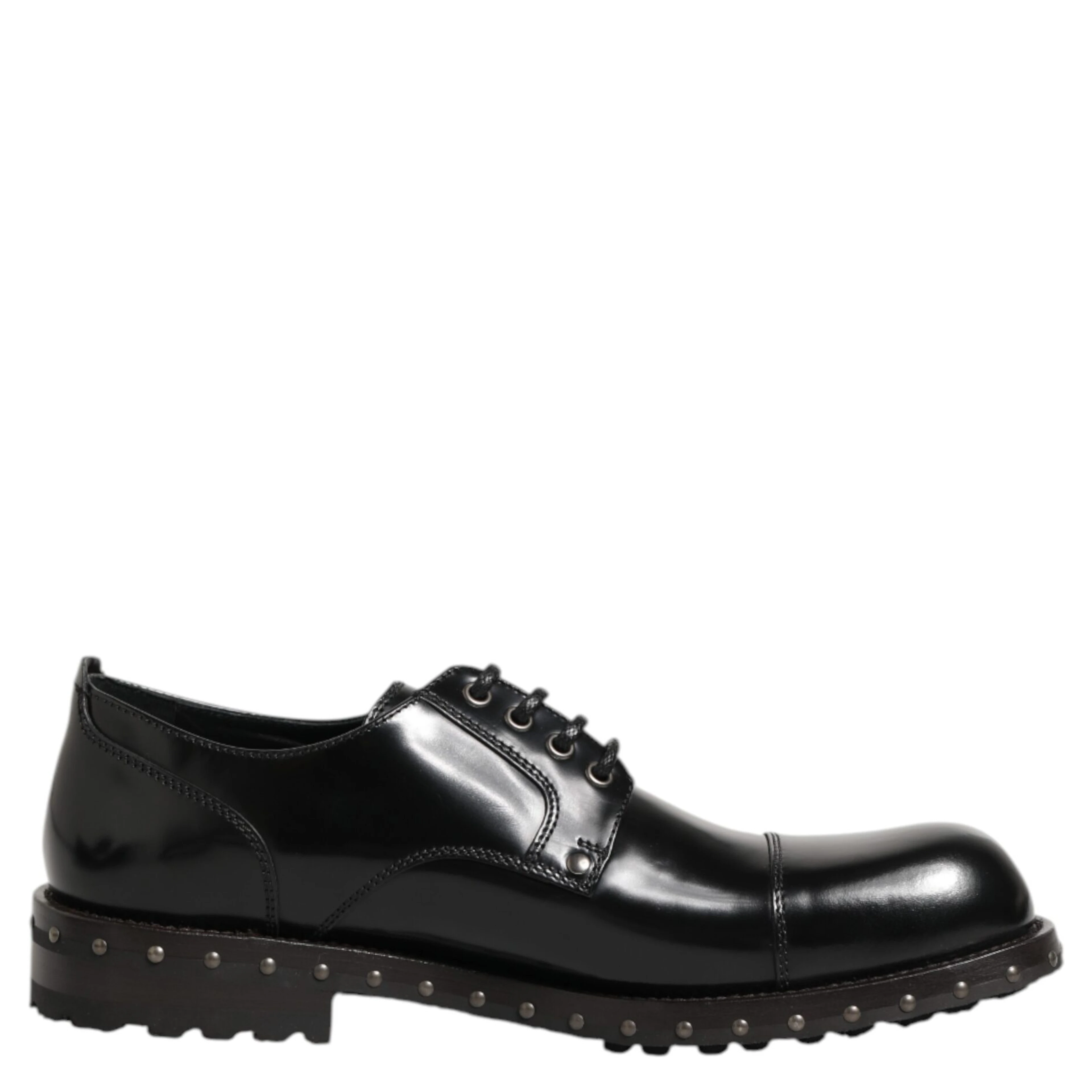 Black Leather Studded Men Formal Derby Shoes