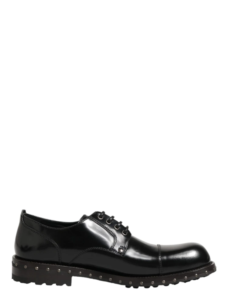 Black Leather Studded Men Formal Derby Shoes alternative