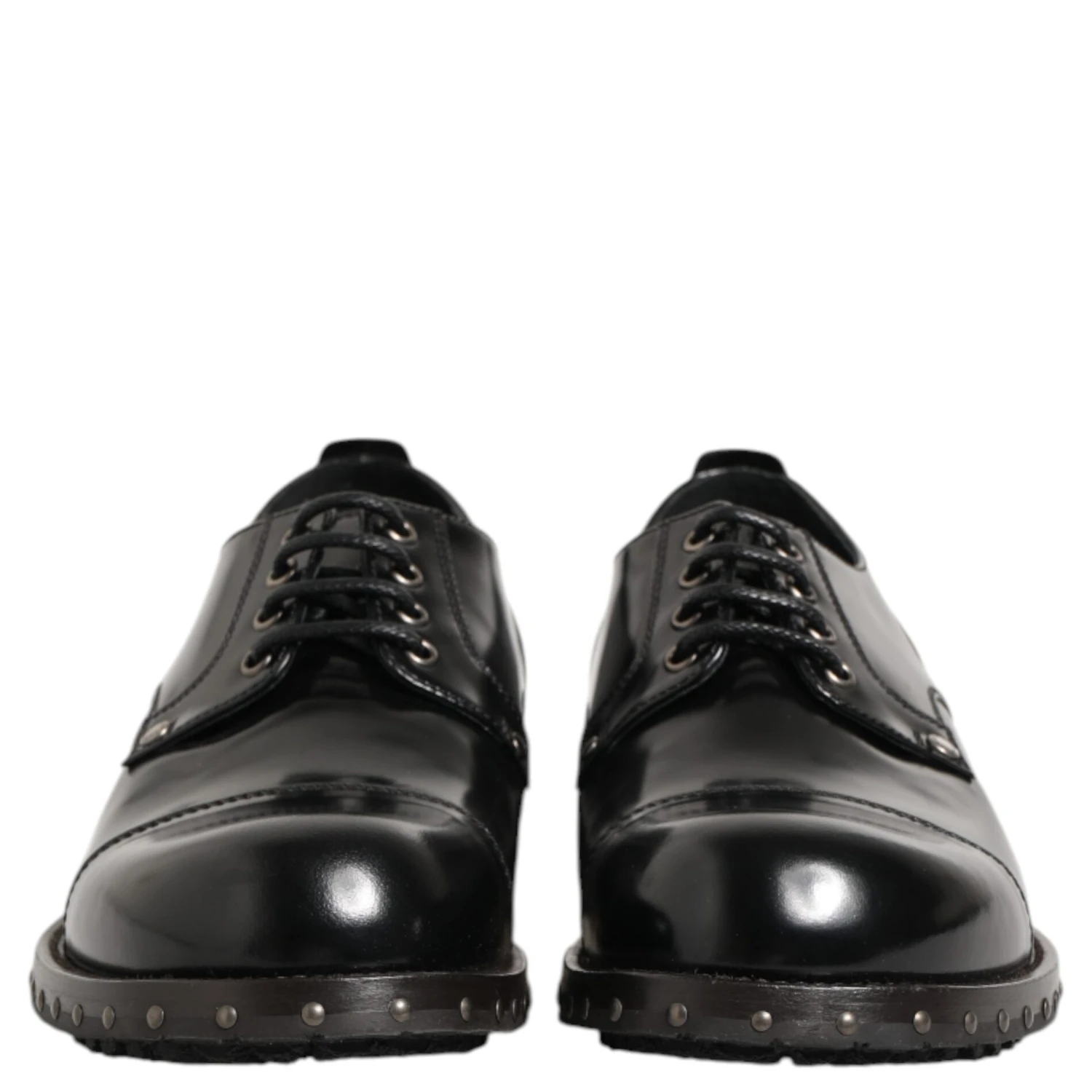 Black Leather Studded Men Formal Derby Shoes