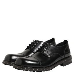 Black Leather Studded Men Formal Derby Shoes