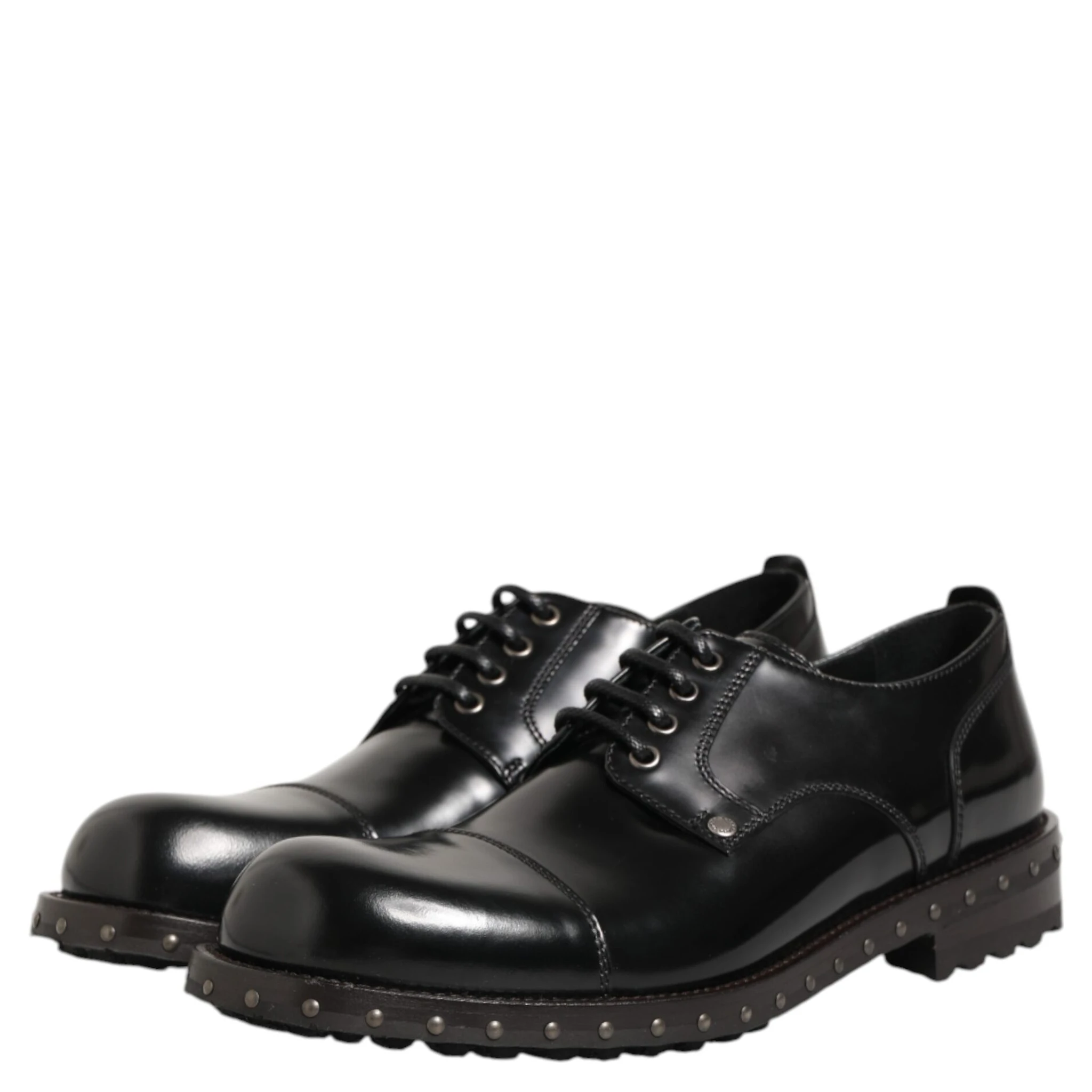 Black Leather Studded Men Formal Derby Shoes