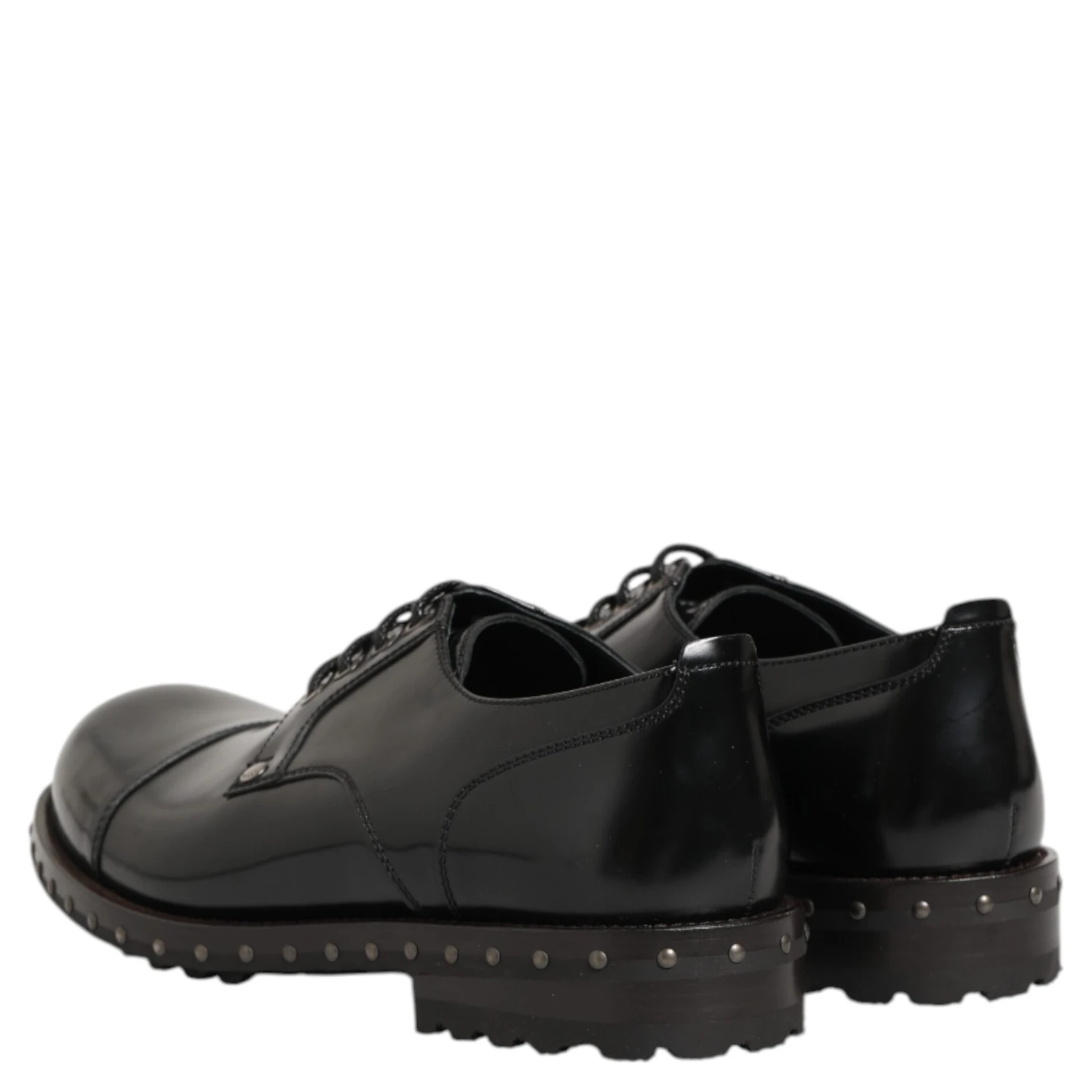 Black Leather Studded Men Formal Derby Shoes