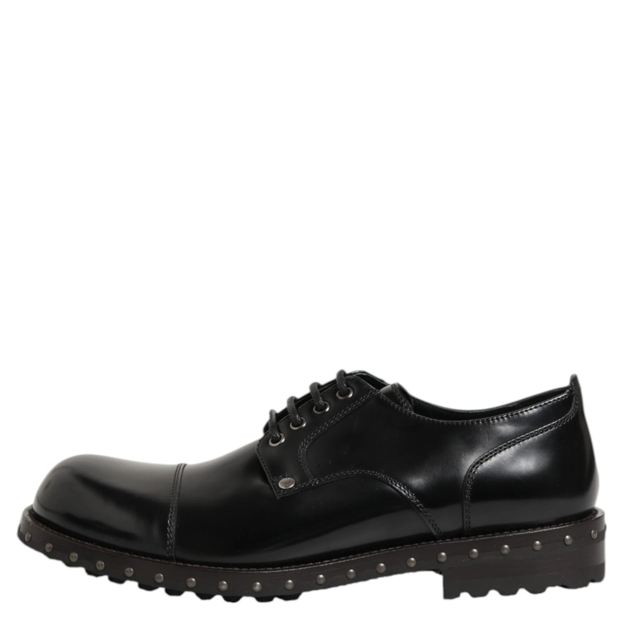 Black Leather Studded Men Formal Derby Shoes