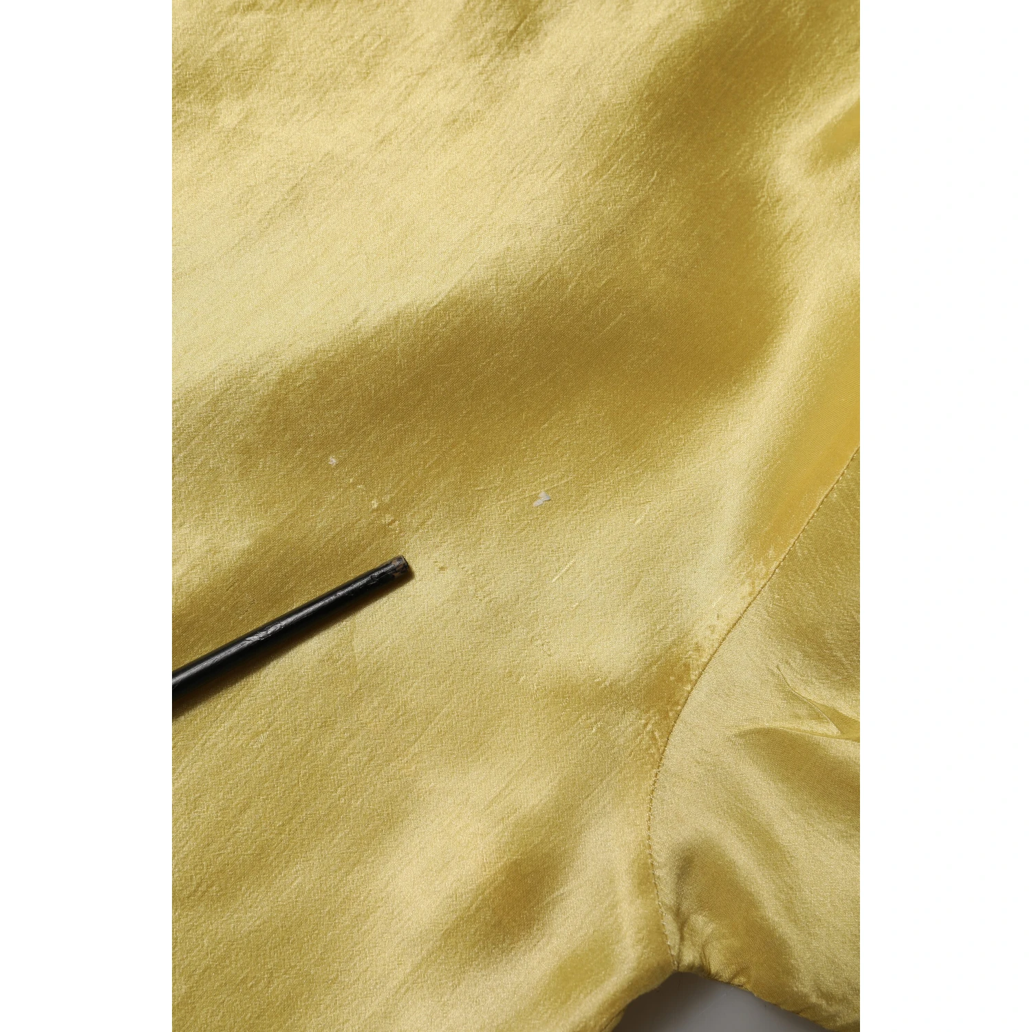 Yellow Silk Satin Floral Lace Short Sleeves Top