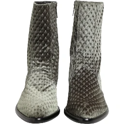 Gray Cotton Velvet Mid Calf Short Boots Shoes