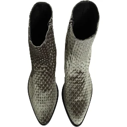 Gray Cotton Velvet Mid Calf Short Boots Shoes