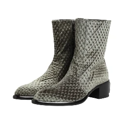 Gray Cotton Velvet Mid Calf Short Boots Shoes