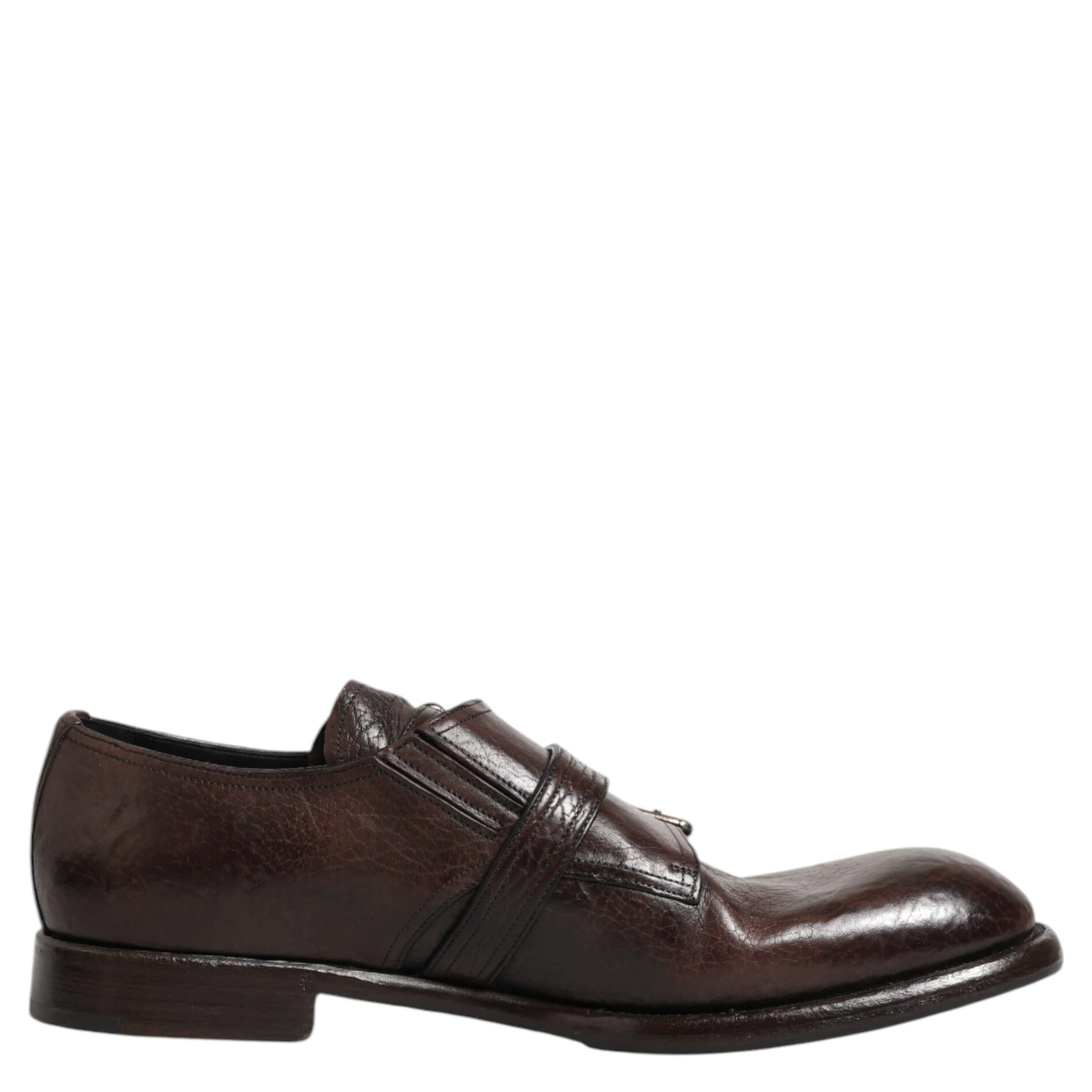 Brown Leather Monk Strap Formal Derby Shoes