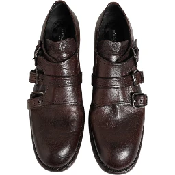Brown Leather Monk Strap Formal Derby Shoes