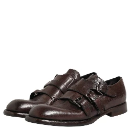 Brown Leather Monk Strap Formal Derby Shoes