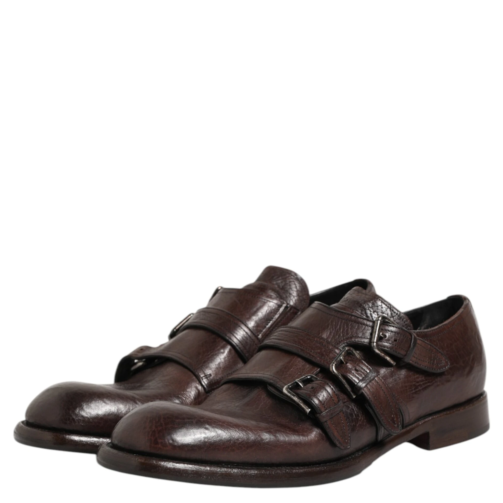 Brown Leather Monk Strap Formal Derby Shoes