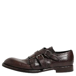 Brown Leather Monk Strap Formal Derby Shoes