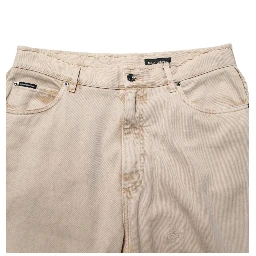 Beige Cotton Straight Denim Trouser Jeans
