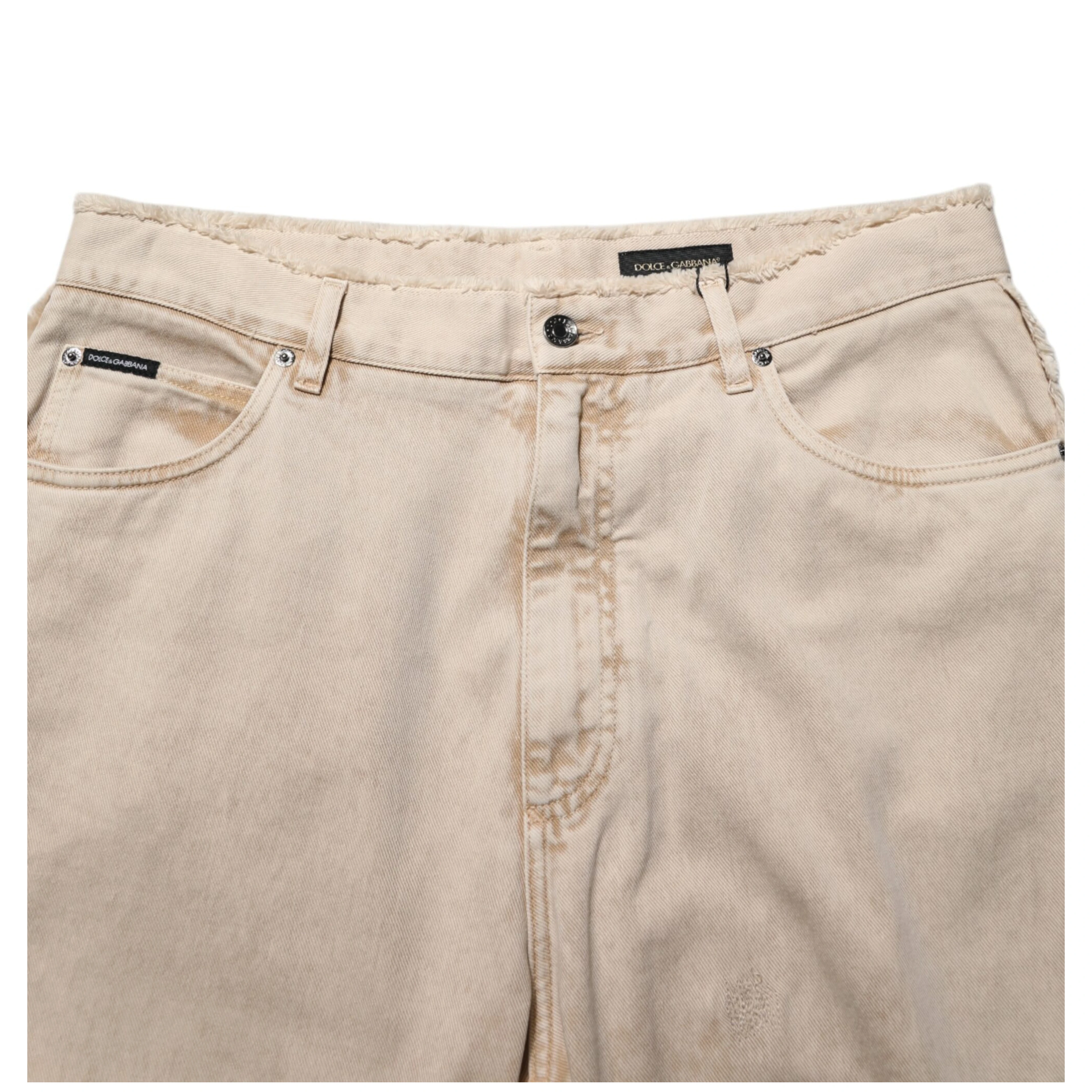 Beige Cotton Straight Denim Trouser Jeans