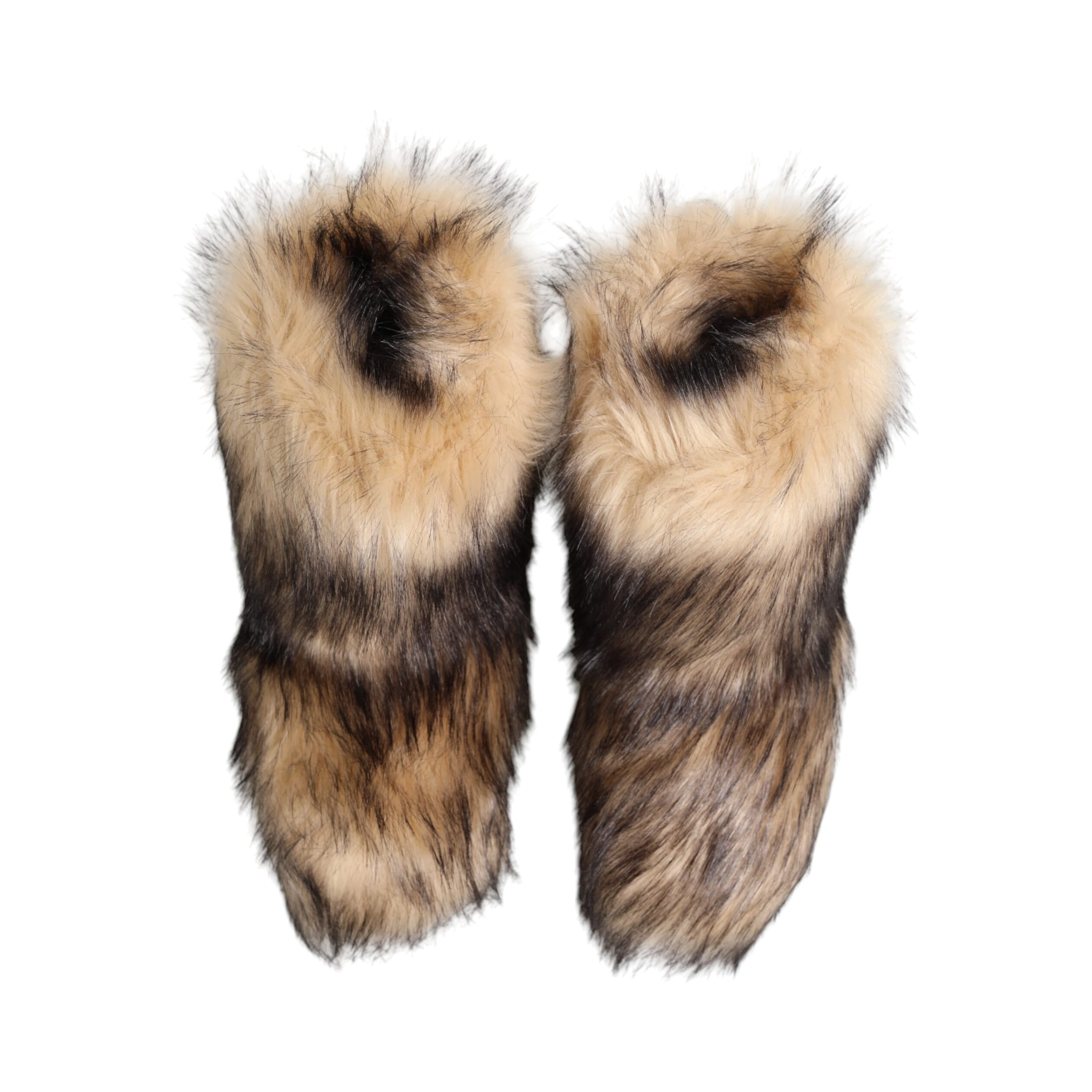 Brown Faux Skim Ski Fur Men Short Boots Shoes
