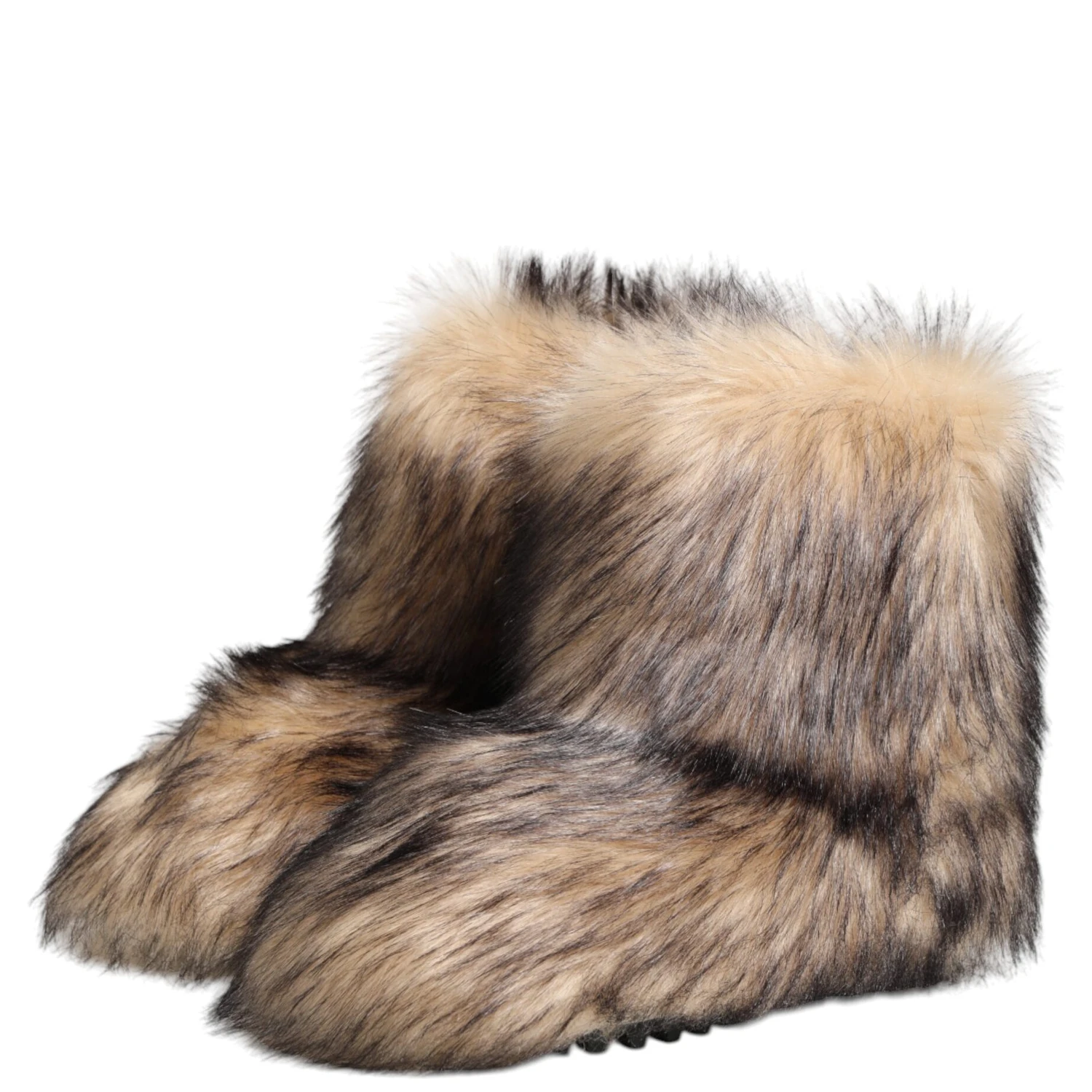 Brown Faux Skim Ski Fur Men Short Boots Shoes