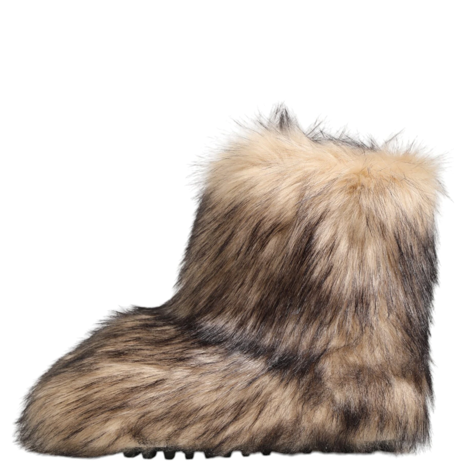 Brown Faux Skim Ski Fur Men Short Boots Shoes