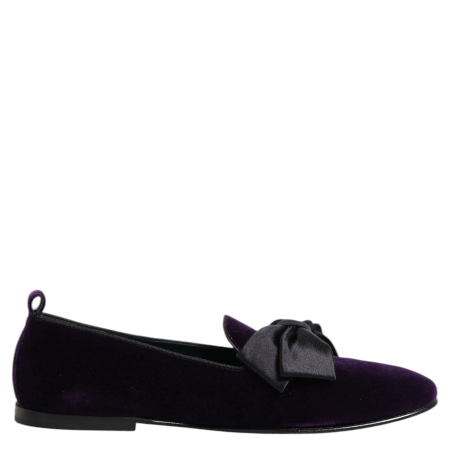 Purple Suede Cotton Bow Slip On Loafers Shoes