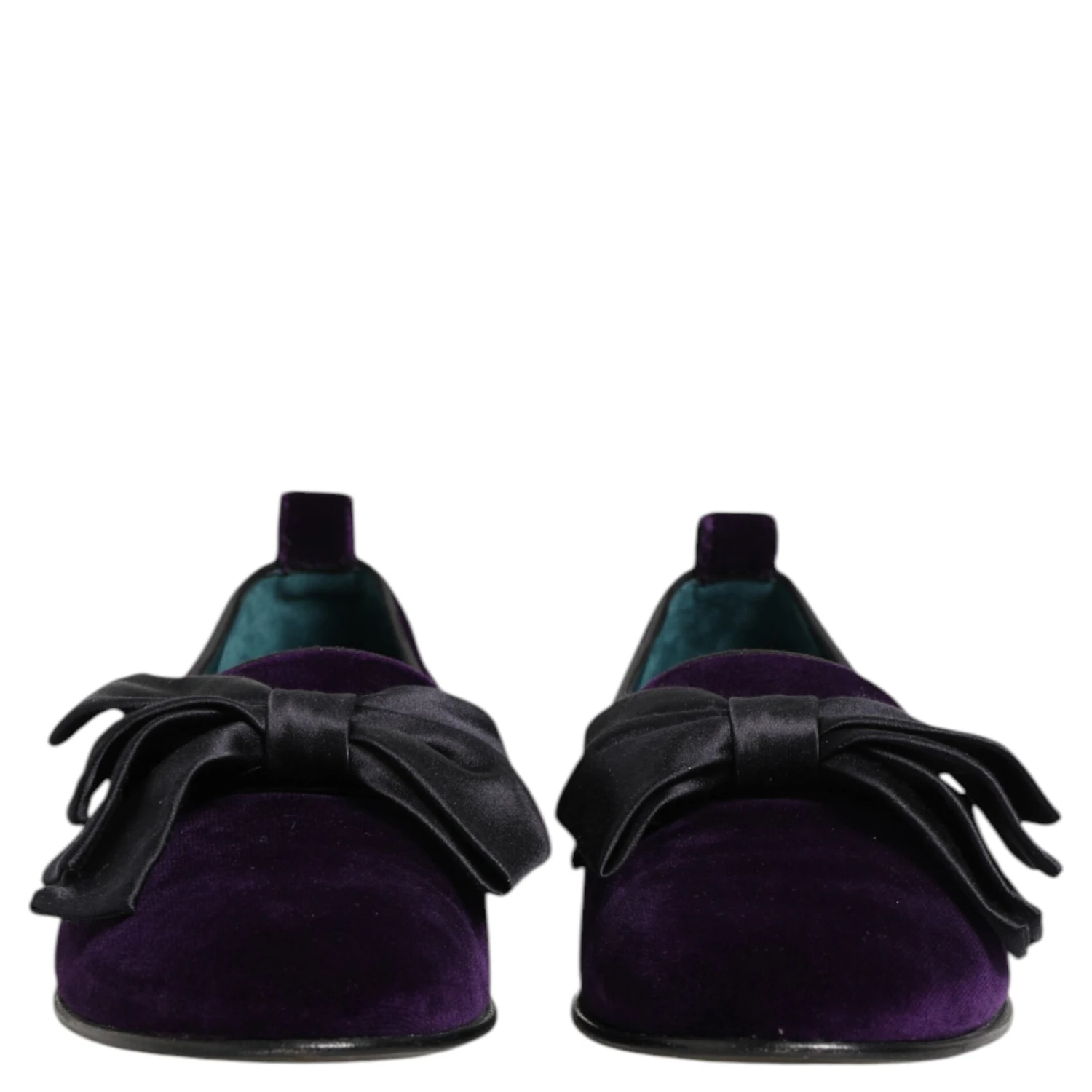 Purple Suede Cotton Bow Slip On Loafers Shoes