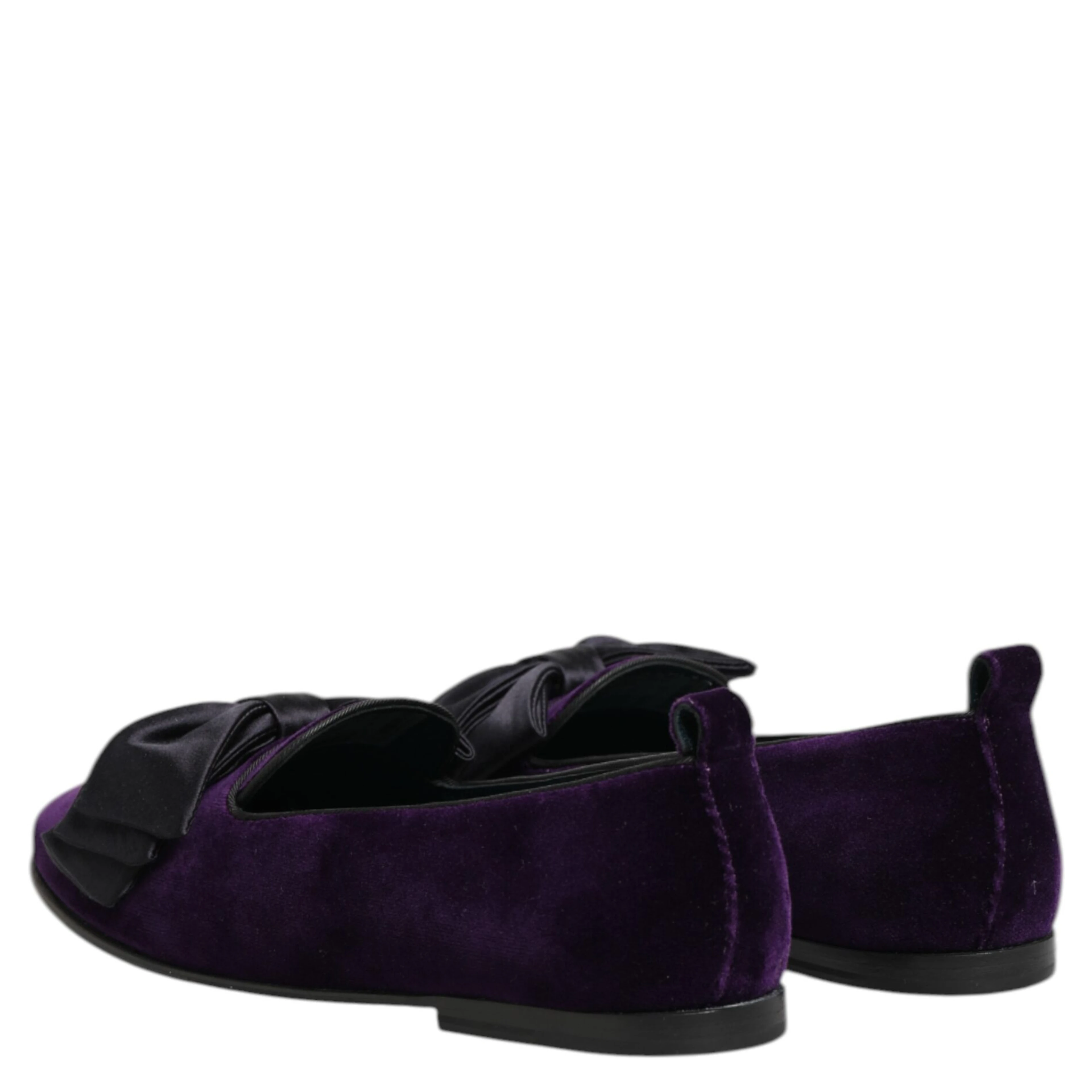 Purple Suede Cotton Bow Slip On Loafers Shoes