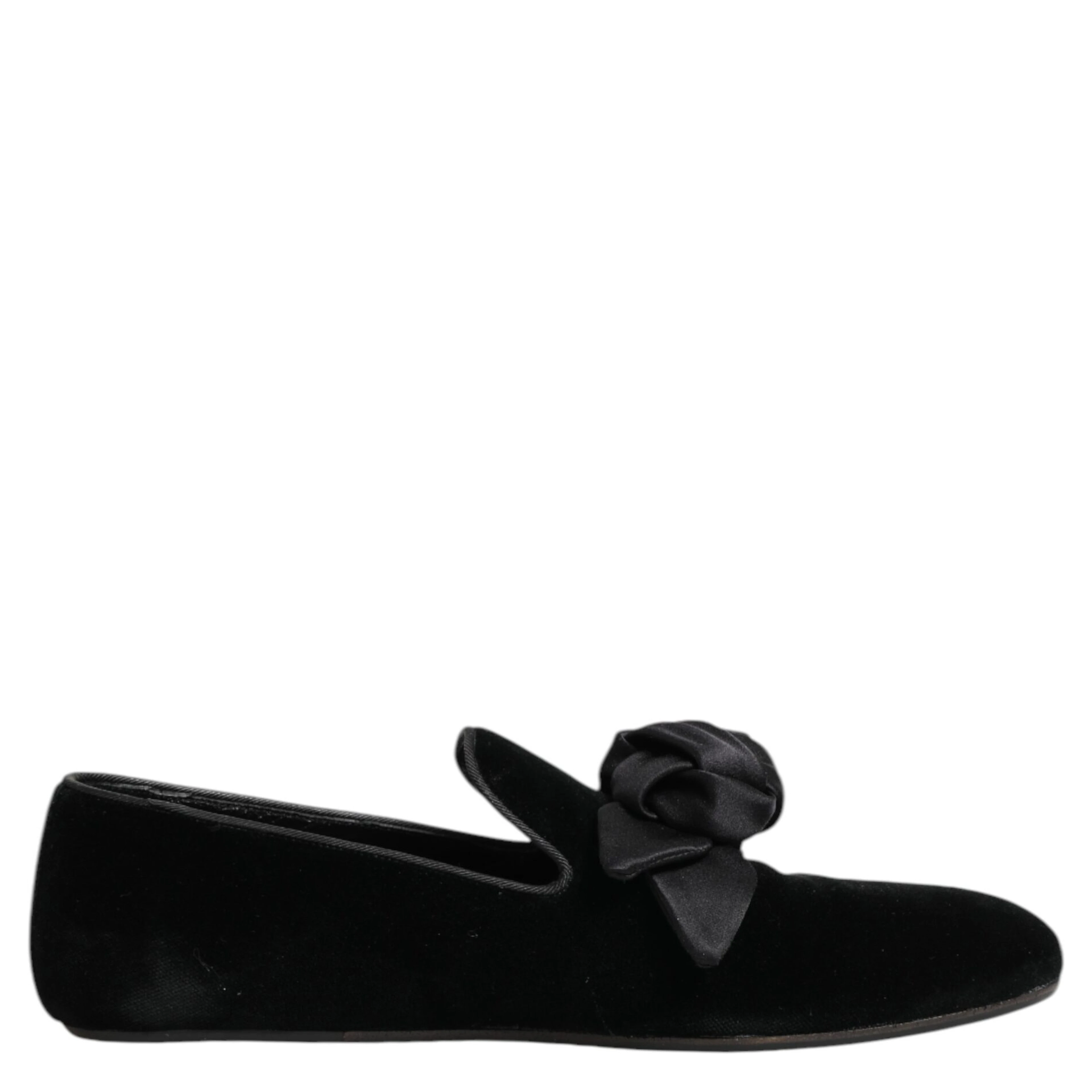Black Suede Cotton Rose Slip On Loafers Shoes