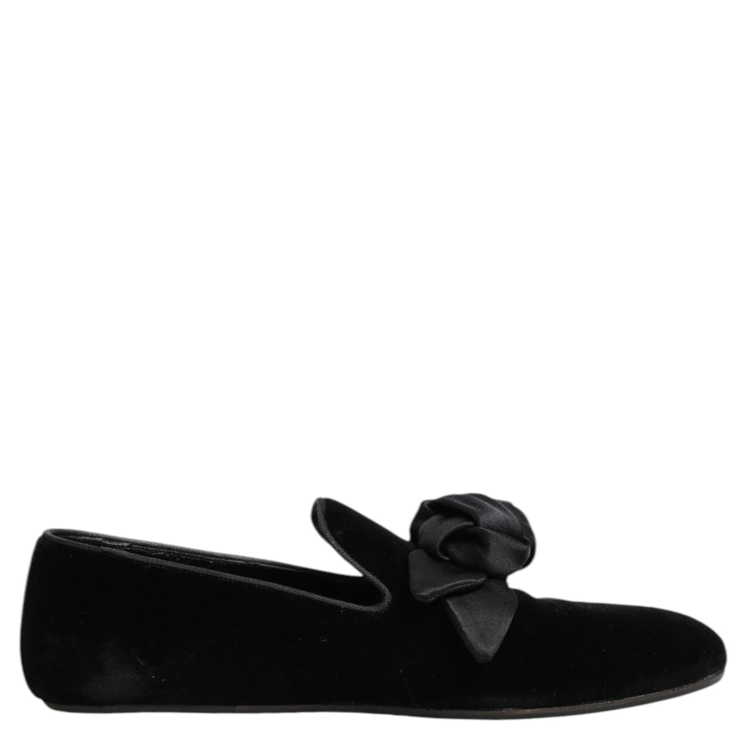 Black Suede Cotton Rose Slip On Loafers Shoes