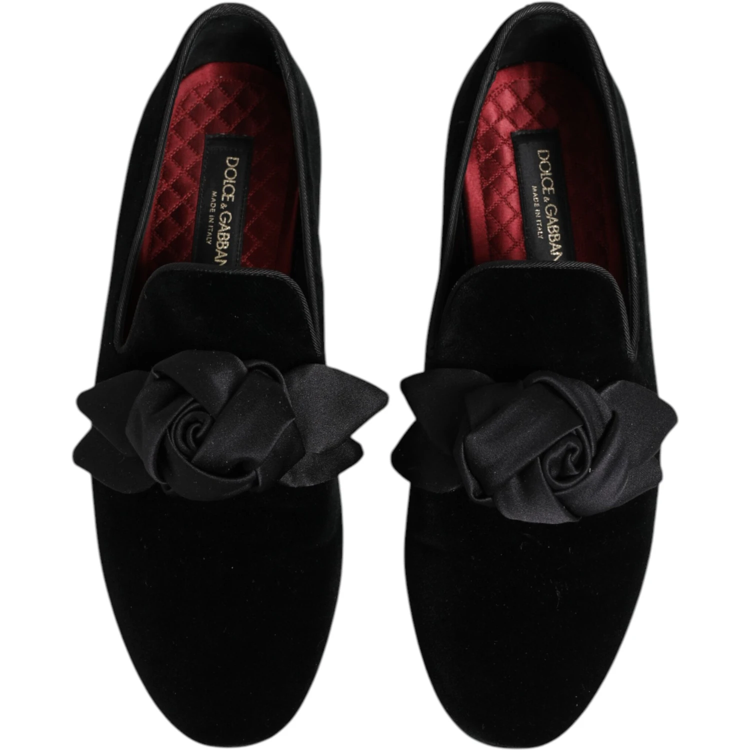 Black Suede Cotton Rose Slip On Loafers Shoes