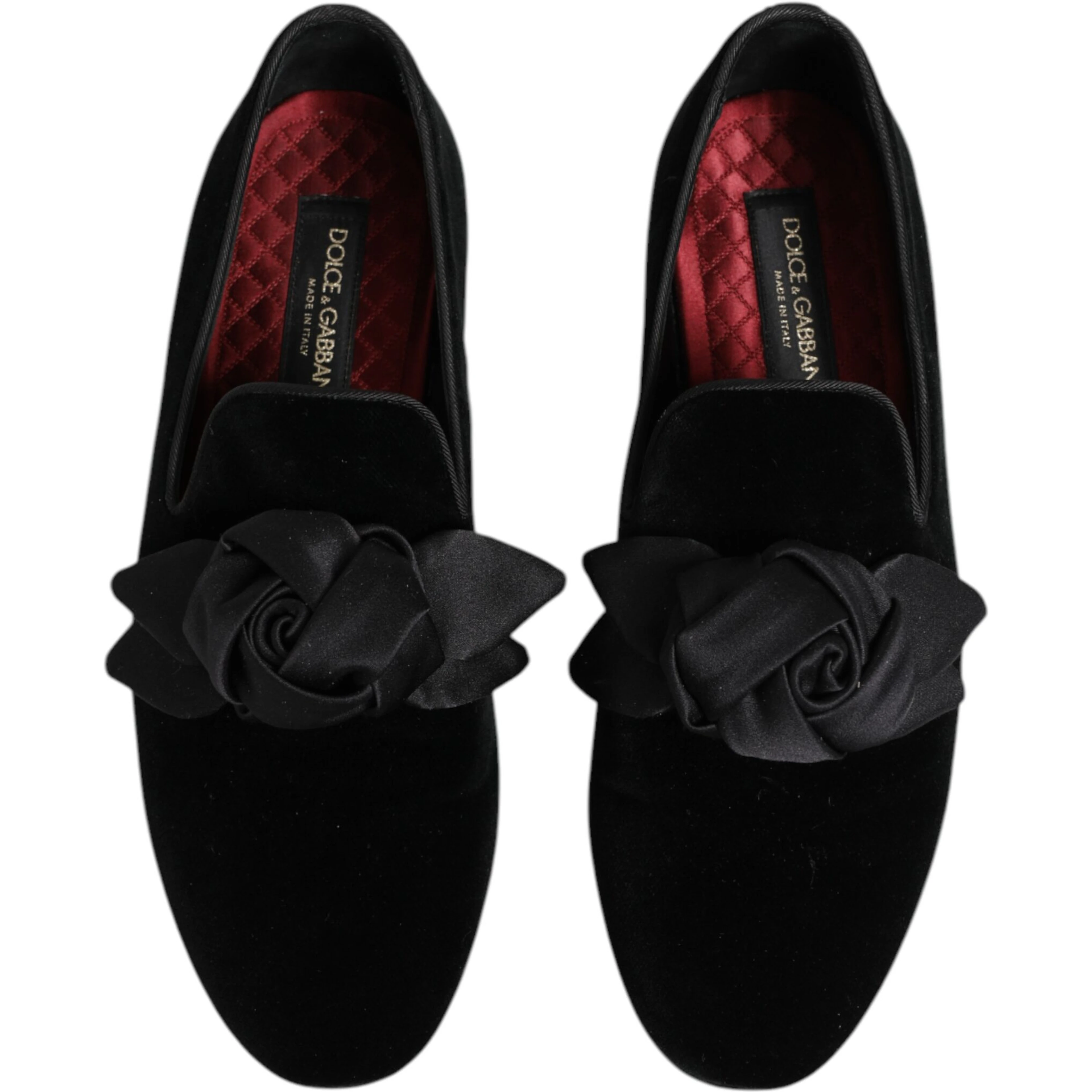 Black Suede Cotton Rose Slip On Loafers Shoes