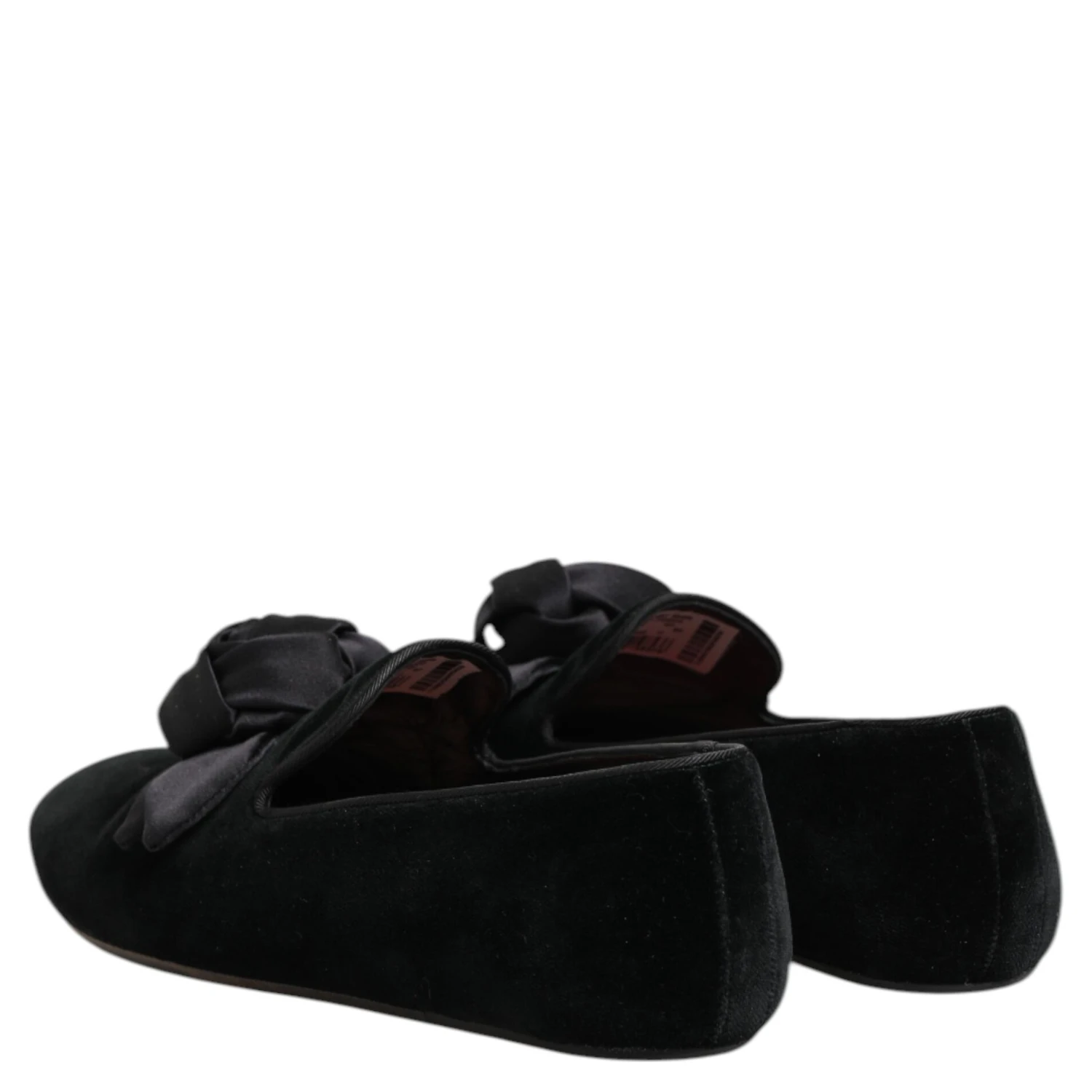 Black Suede Cotton Rose Slip On Loafers Shoes