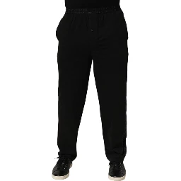 Black Cotton Blend Logo Waistband Trouser Pants