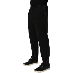 Black Cotton Blend Logo Waistband Trouser Pants