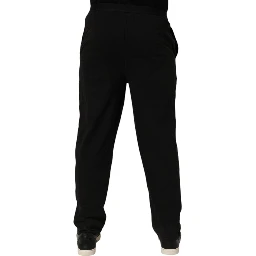 Black Cotton Blend Logo Waistband Trouser Pants