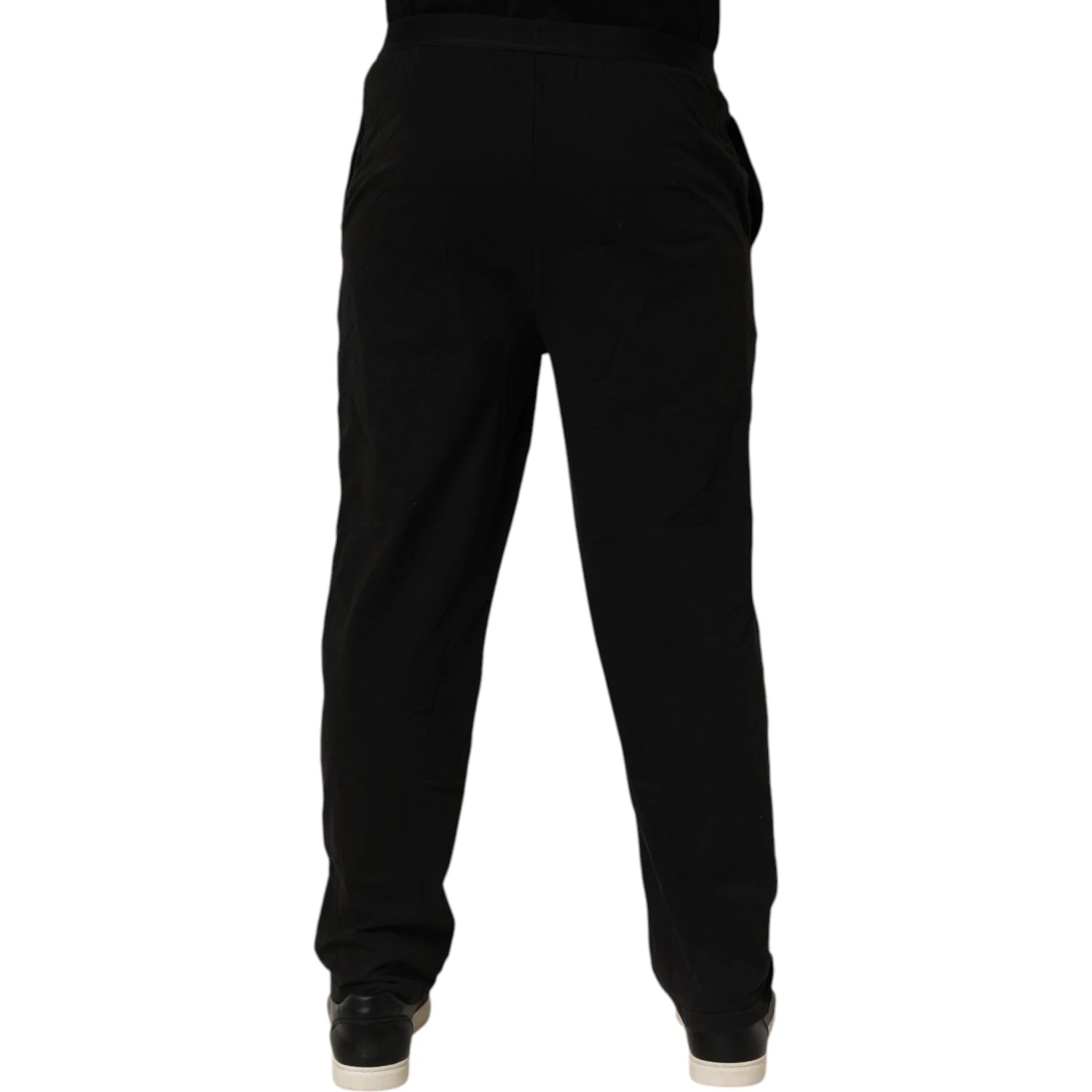 Black Cotton Blend Logo Waistband Trouser Pants