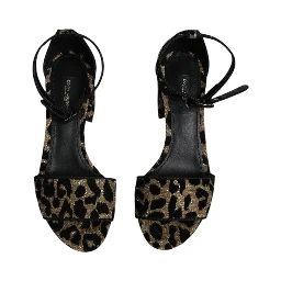 Gold Leopard Ankle Strap Heels Sandals Shoes