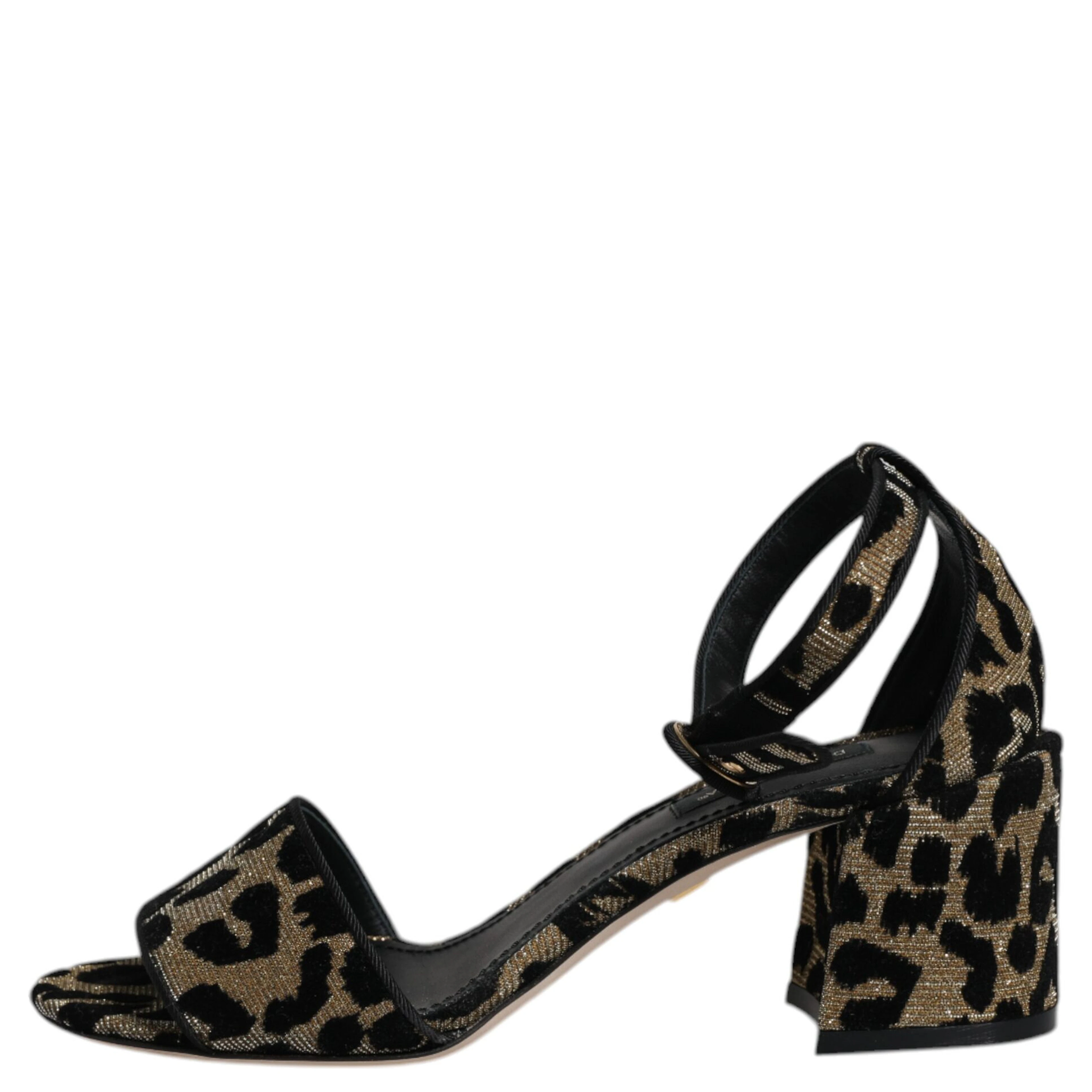 Gold Leopard Ankle Strap Heels Sandals Shoes
