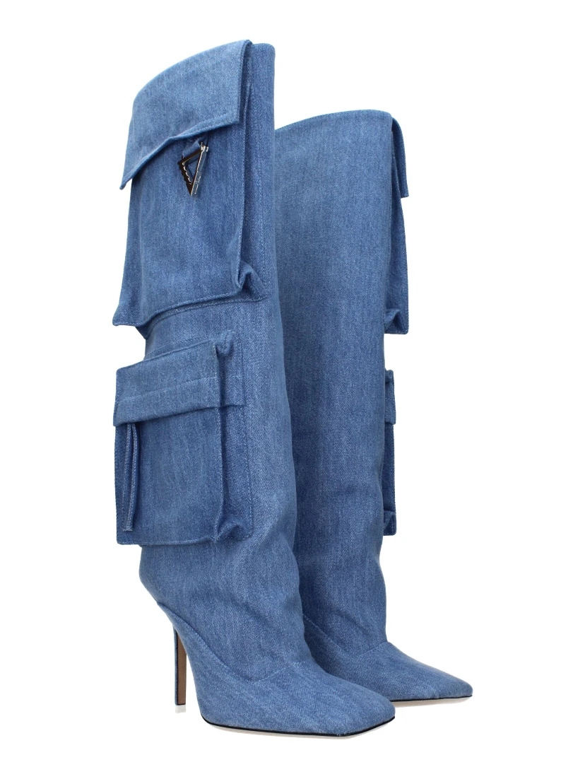 Light Blue Fabric Boots